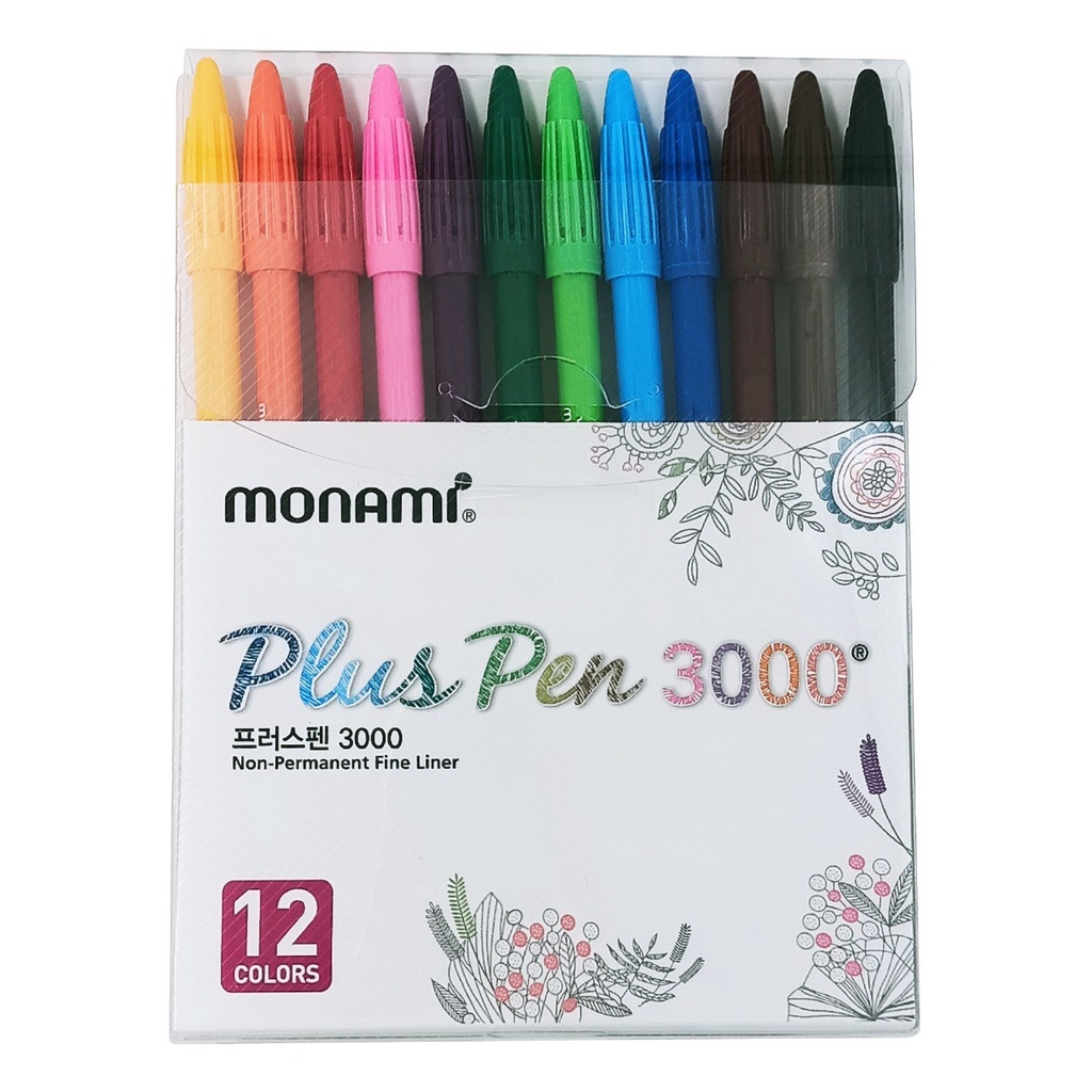 ปากกาสีน้ำ Plus Pen 3000 Monami ชุด 12สี MONAMI