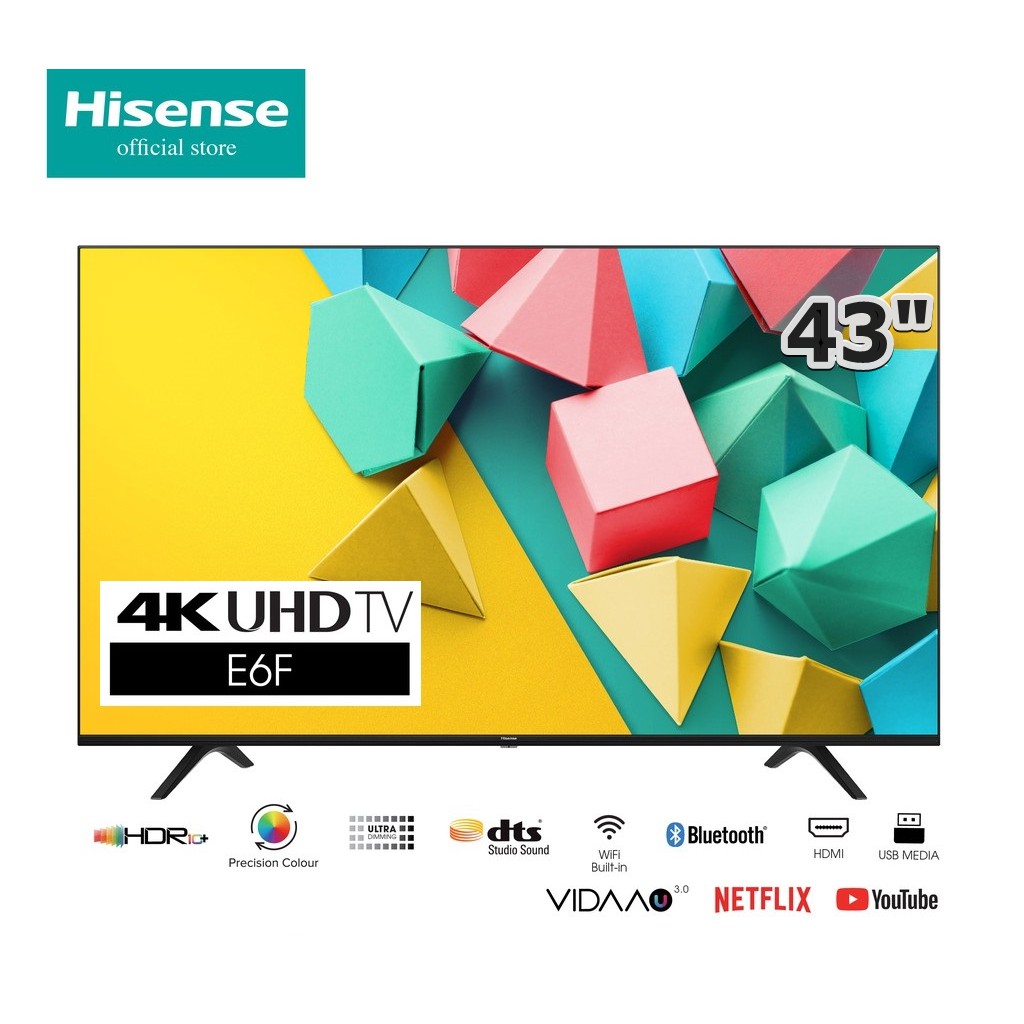 HISENSE 43 นิ้ว 43E6F UHD 4K SMART TV ปี 2020 &gt;สินค้าเกรด Clearance