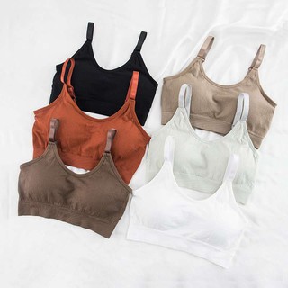 newbra（พร้อมส่ง/ใหม่#b33）Sport Bra สปอร์ตบราสายลายตัวอักษรมีฟองน้ำ·เนื้อผ้าดีรุ่นใหม่