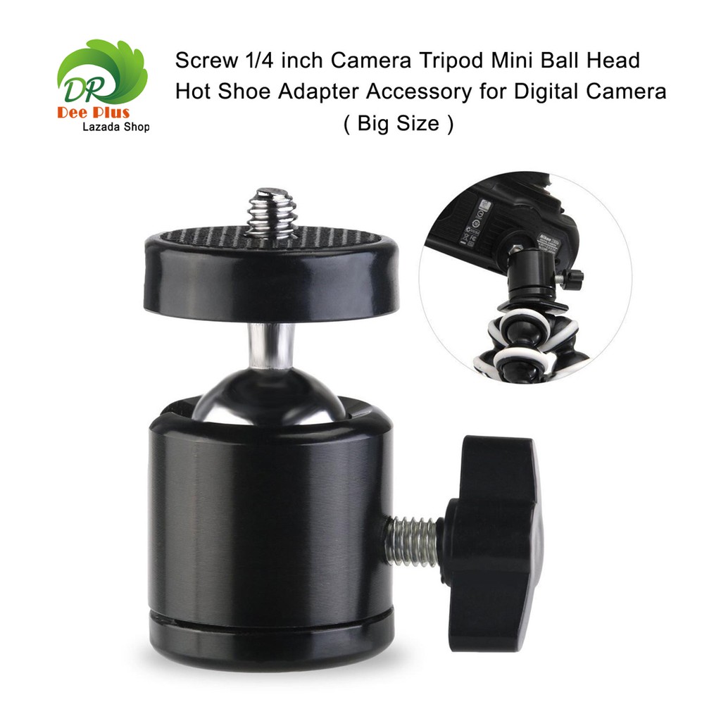 Screw 1/4 inch Camera Tripod Mini Ball Head Hot Shoe Adapter Accessory for Digital Camera(Big Size) สกรู 1/4(ขนาดใหญ่)