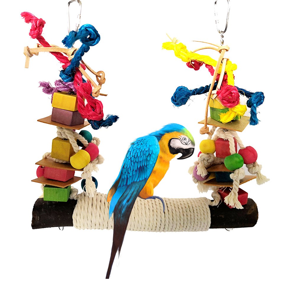 BIRD TOY LARGE ROPE AND BEADS PARROT