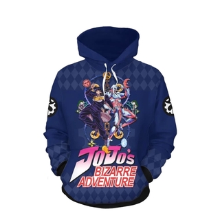 Jojos Bizarre Adventure เสื้อแจ็กเก็ตกันหนาว มีฮู้ด พิมพ์ลายการ์ตูนอนิเมะ 3D แบบสวมหัว