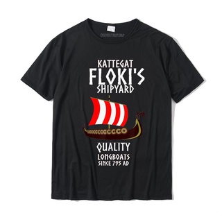 เสื้อยืดลําลอง ผ้าฝ้าย แขนสั้น พิมพ์ลาย Viking Kattegat Floki Shipyard เหมาะกับของขวัญ สําหรับผู้ชายSize S-5XL