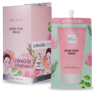 (6ซอง/กล่อง)#มาส์กหน้าใสแต้มสิว#เบบี้ไบร์ท แอคเน่ พิ้งค์ มาส์ก#Baby Bright Acne Pink Mask 6g.