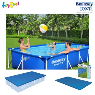 Bestway สระน้ำเฟรมพูลสี่เหลี่ยม 4.00x2.11x0.81 ม. รุ่น 56405/28273 + ผ้าคลุมสระ 58107