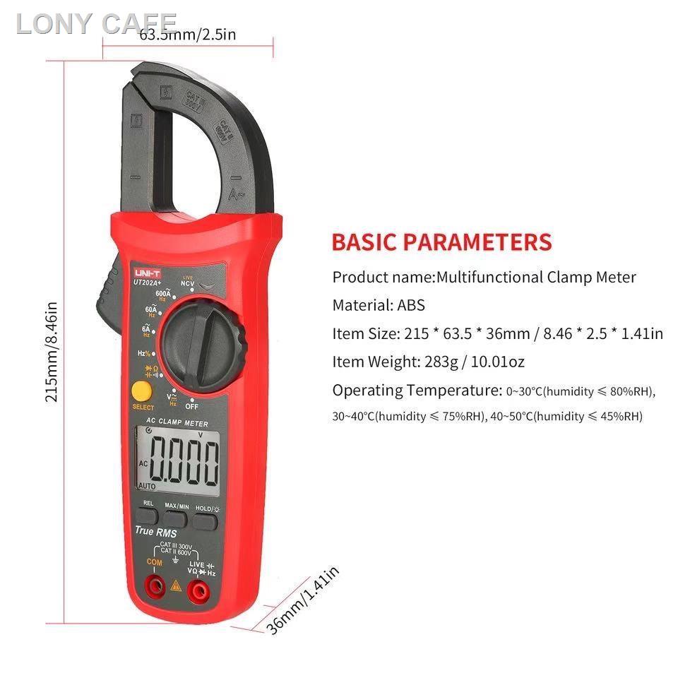 ∏UNI-T UT202A+ 6000 Counts Digital Clamp Meter True RMS Multimeter ...