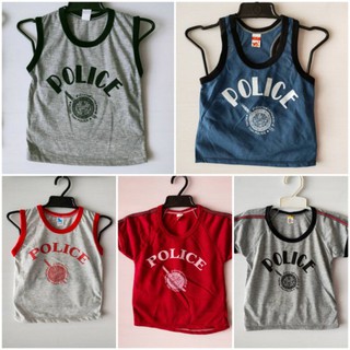 เสื้อกล้ามpolice  เสื้อแขนกุด เสื้อแขนสั้นpolice Size: S สำหรับเด็กอายุ 6-12 เดือน เสื้อผ้าเด็กล้างสต๊อกราคาถูก