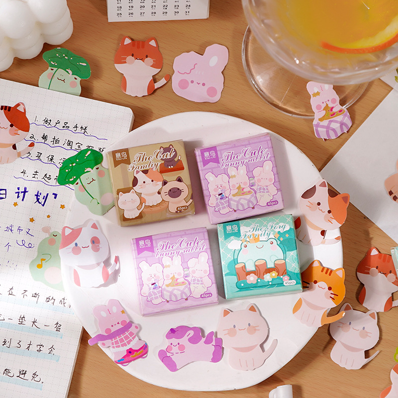 สติกเกอร์ ลายสัตว์น่ารัก สําหรับตกแต่งสมุดอัลบั้ม สมุดภาพ DIY จํานวน 45 แผ่น ต่อกล่อง