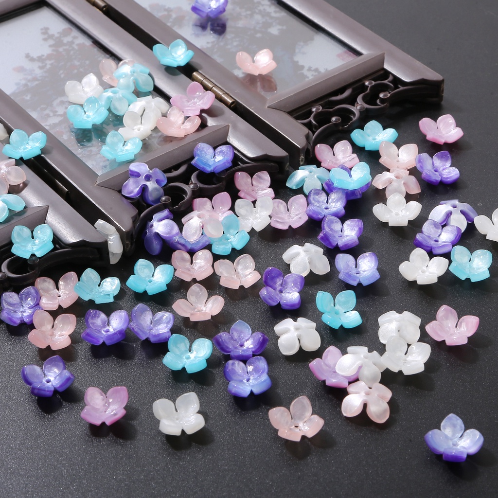 [14มม.] 10ชิ้น อะซิเตท กระดานไฮเดรนเยียเลียนแบบเปลือกกลีบแฮนด์เมดต่างหูอุปกรณ์ผมเครื่องประดับวัสดุ