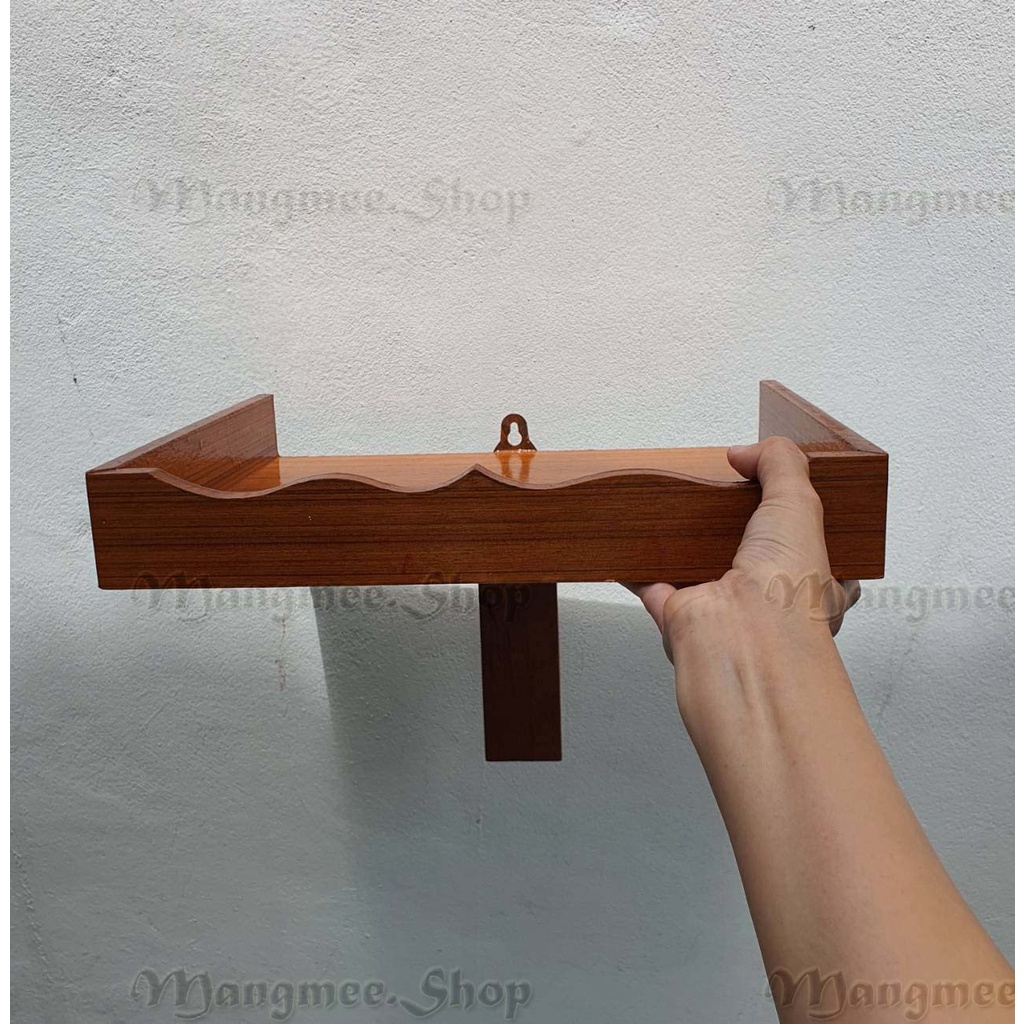 หิ้งพระ หิ้งพระไม้ติดพนัง หิ้งวางพระ หิ้งไหว้บรรพบุรุษ หิ้งวางรูป หิ้งวางเทพ สีแชล๊ก - รูปที่ 4