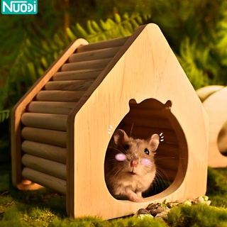 Nuodi บ้านแฮมสเตอร์ Hamster House ของตกแต่งกรงหนู บ้านไม้สัตว์เลี้ยง บ้านไม้หนูแฮมเตอร์ สําหรับสัตว์เลี้ยง ขนาดเล็ก