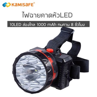 Kamisafe ไฟฉายคาดหัว LED แรงสูง สวิตซว์หรี่แสงไฟ มีให้เลือกเลือกได้แสงขาวแบตเตอรี่ 1000mAh ชาร์จไฟบ้าน ไฟฉายเดินป่า