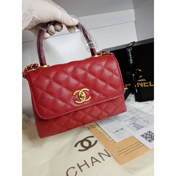 กระเป๋า​ Chanel​ coco หนังคาเวียร์สีแดง​