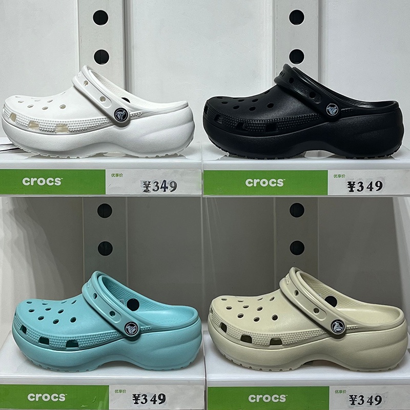 croc แท้ croc platform clog bone รองเท้าแตะ Cross พื้นหนา เหมาะกับเดินชายหาด เพื่อสุขภาพ สําหรับผู้หญิง#206750