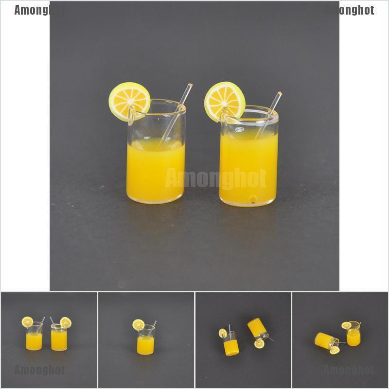Amonghot 2X Mini Lemon Water Cup Dollhouse Accessories Toy Mini Decor ...