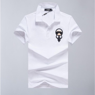 6077 เสื้อยืดโปโล แขนสั้น ลาย FFF สีดํา แฟชั่นสําหรับผู้ชาย