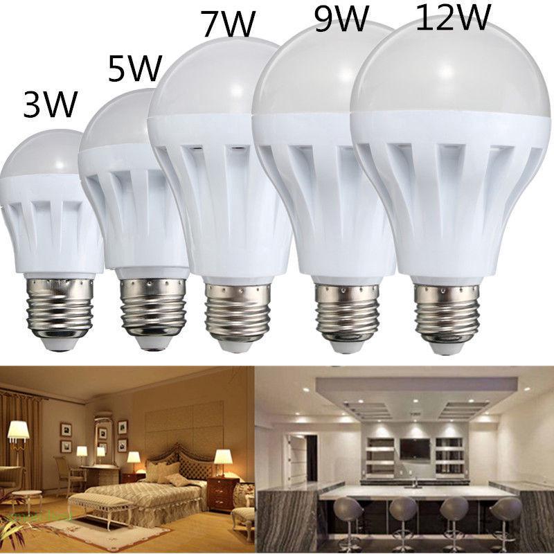 หลอดไฟ LED E27 ประหยัดพลังงาน 3วัตต์ 5วัตต์ 7วัตต์ 9วัตต์ 12วัตต์ 15วัตต์ Warm/Cool White