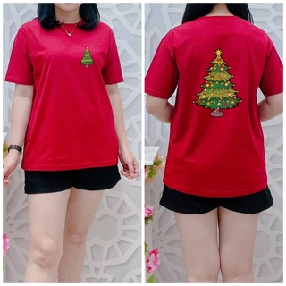 [S-5XL]ผ้าฝ้าย 100% เสื้อยืด พิมพ์ลายต้นคริสต์มาส CHRISTMAS สําหรับผู้หญิง และผู้ชาย เสื้อยืดแฟชั่น พิมพ์ลาย CHRISTMAS ส