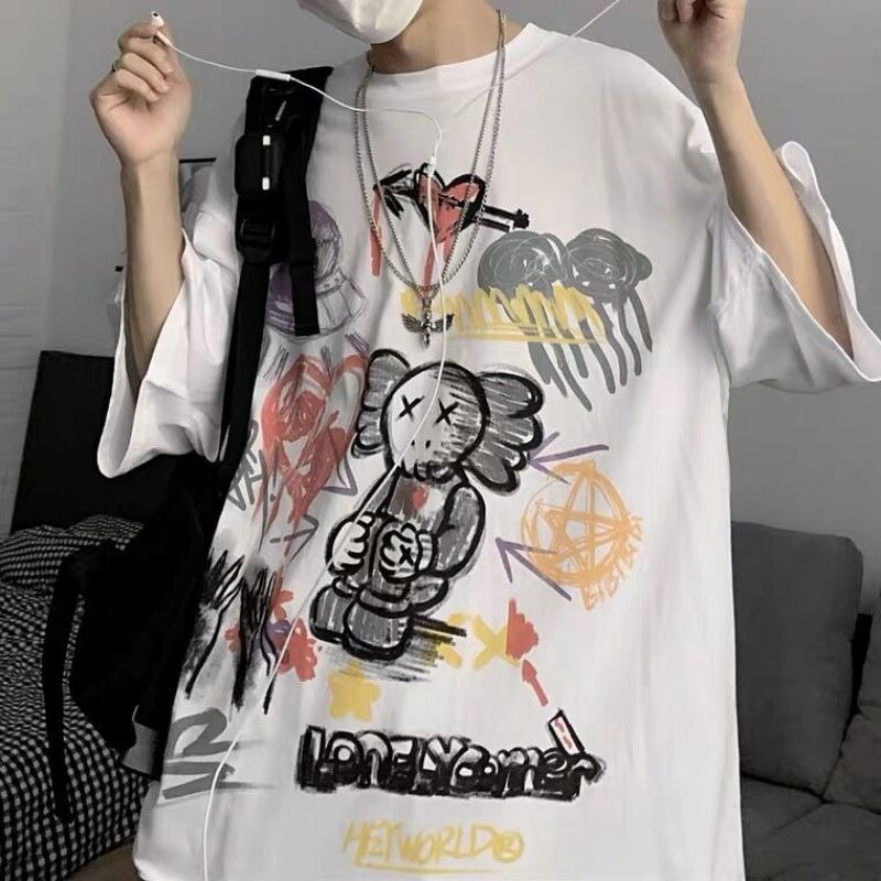 พร้อมส่ง เสื้อทีเชิร์ตเสื้อยืดคอกลมแฟชั่น