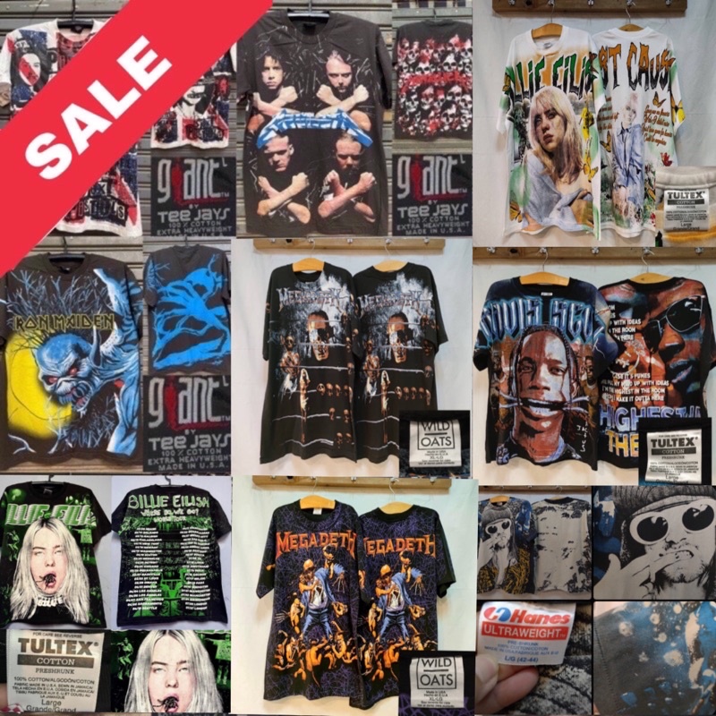เสื้อวง AC/DC, Metallica, NIRVANA, Kiss, Pink Floyd, RAMONES, MegaDeth/ overprint / ป้าย giant made 