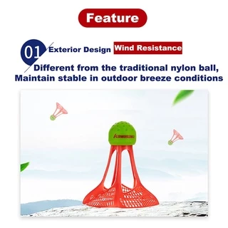 ลูกขนไก่ Windproof Airshuttle 2.0 ของคาวาซากิ พลาสติกและไนลอนทนทาน สําหรับการเล่นแบดมินตันกลางแจ้ง