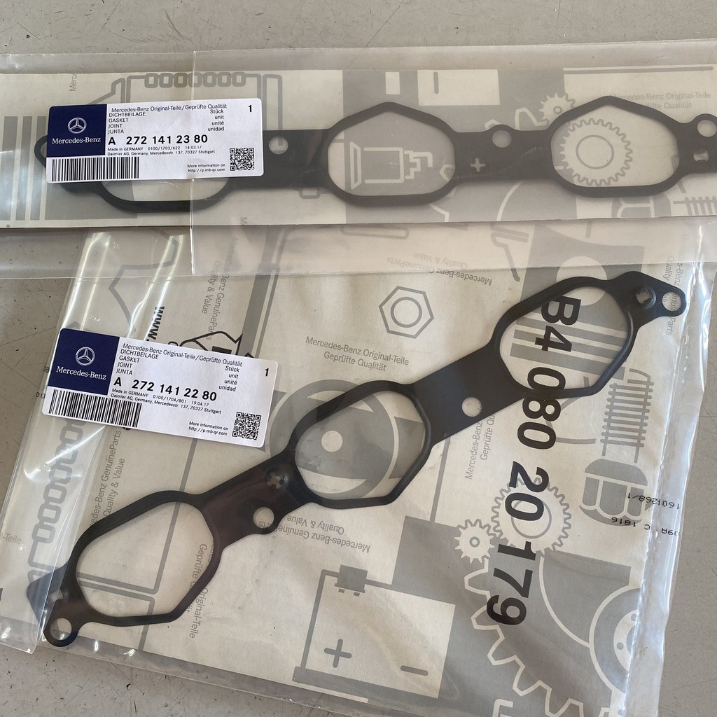 BENZแท้ ประเก็นไอดี(ซ้าย+ขวา) (เครื่อง M272) W203 W204 W211 W212 W221 R230 เบอร์ 272 141 22 80 / 272