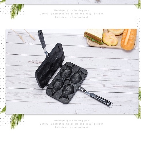 กระทะพิมพ์ลาย กระทะไทยากิ ไทยากิใหญ่4ตัว รูปไทยากิ พิมพ์ลายไทยากิ พิมพ์ขนมไทยากิ  พิมพ์ขนมปลา - รูปที่ 2