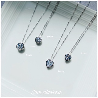 ✨iam silver925 สร้อยคอเงินแท้พร้อมจี้(คล้องสร้อย)รูปกลม round/หัวใจ heart