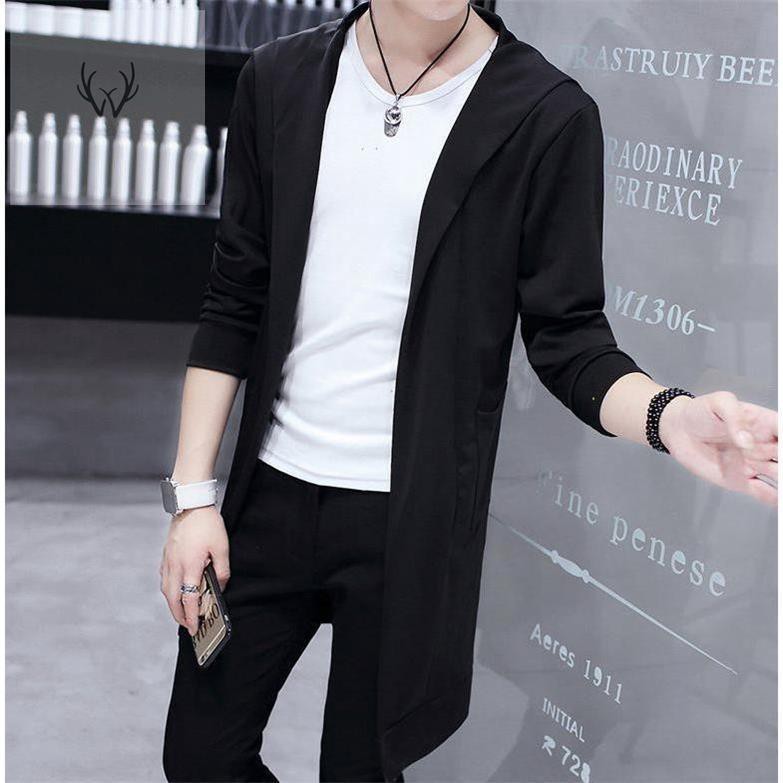 ระบายอากาศได้ราคาถูกที่สุด เทรนช์โค้ทชายยาวปานกลางผู้ชาย เสื้อบาง ๆ ฤดูใบไม้ผลิและฤดูใบไม้ร่วงเสื้อคลุมหล่อนักเ