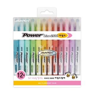 Java Power Line Mild ปากกาไฮไลท์ หัวตัด 4 มม. มีให้เลือก 12 สี (Pastel/Smoke)