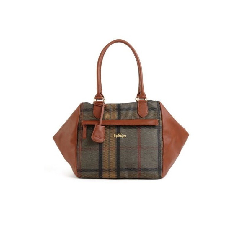 Kipling กระเป๋าถือ รุ่น HB6586 Always On Everleigh Handbag PreppyPlaid 914 (สีน้ำตาล)