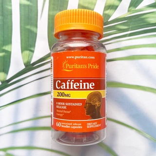 คาเฟอีน Caffeine 200 mg 60 Beadlet Capsules (Puritans Pride®) Caffeine Anhydrous ช่วยให้ตื่นตัว มีพละกำลัง