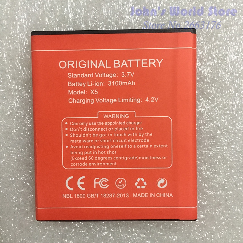 High Capacity 3100mAh Red Colour Battery for DOOGEE X5/X5 Pro Li-ion Battery for DOOGEE X5/x5 Pro Smartphone Replacement