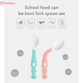 Baby Baby Fork Spoon Auxiliary Food Silica Gel Spoon Baby Learn To Eat Training Bendable Soft Spoon Children Tableware Set feed goods