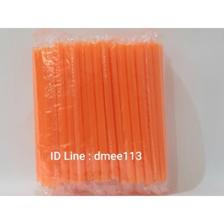 หลอดชานมไข่มุก หลอดมุก / สีส้ม บรรจุห่อละ100 เส้น (5 แพ็ค 225 บาท )