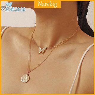 เครื่องประดับสร้อยคอโซ่หลายชั้นจี้ผีเสื้อ narebig