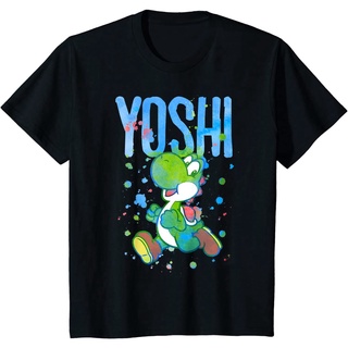 เสื้อยืดผู้ เสื้อยืดแขนสั้น คอกลม ผ้าฝ้าย พิมพ์ลายกราฟฟิค Nintendo Super Mario Yoshi สีน้ํา แฟชั่นฤดูร้อน สําหรับผู้ชาย