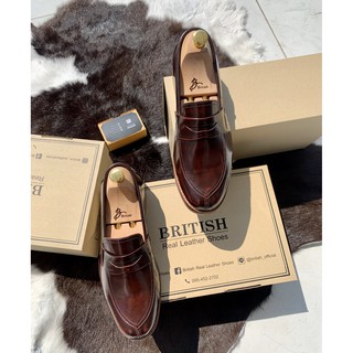 British รองเท้าหนังโลฟเฟอร์ รุ่น Split toe Penny Loafer (Brown)