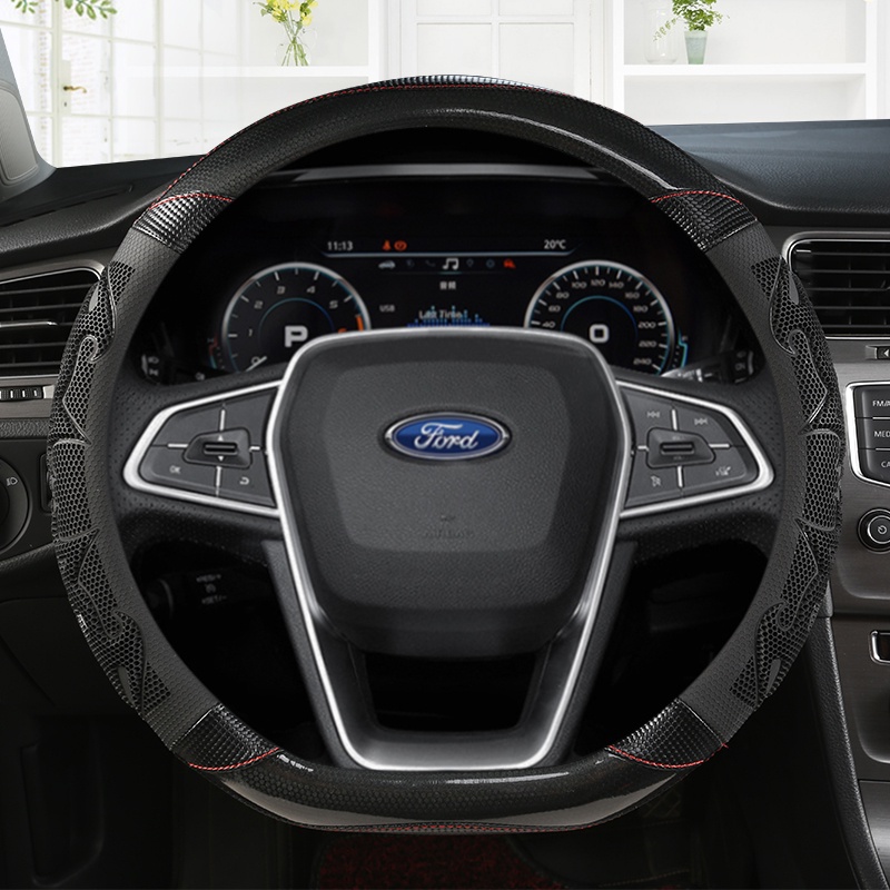 หนัง 38 ซม.พวงมาลัยรถ Anti-slip สําหรับ Ford Focus 2 3 4 MK1 MK2 MK3 MK4 Auto อุปกรณ์ตกแต่งภายใน