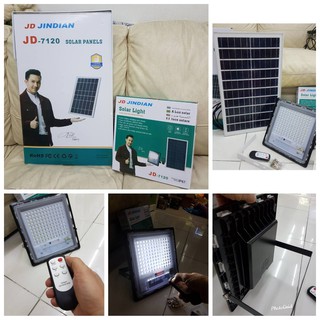 SOLAR LIGHT โคมไฟสนามพร้อมแผงโซลาร์เซลล์ขนาดใหญ่ 120 วัตต์ ไฟสปอร์ไลท์แสงสีขาวกันน้ำIP67 ไม่ต้องใช้ไฟฟ้า