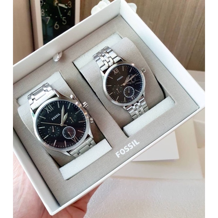 นาฬิกา Fossil BQ2469SET His and Her Fenmore Midsize Multifunction Stainless Steel Watch ของแท้