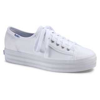 KICK TRIPLE รองเท้า WHITE สีขาว แบบผูกเชือก CANVAS WF57306 ผ้าใบผู้หญิง KEDS