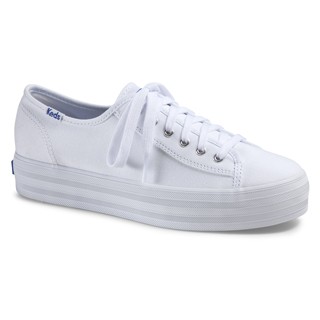 รองเท้า แบบผูกเชือก KEDS CANVAS สีขาว ผ้าใบผู้หญิง TRIPLE WF57306 WHITE KICK