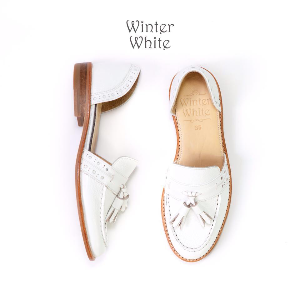 รองเท้าหนังแท้ สไตล์วินเทจ Winter White มือสอง