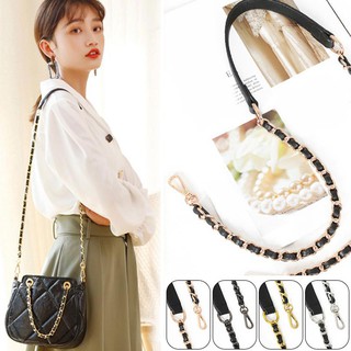 Sfghouse กระเป๋าหนังสีด ําสายโซ่ Messenger lether bag chain