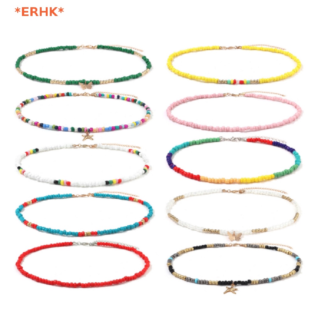 Erhk> สร้อยคอโชคเกอร์ จี้ลูกปัดผีเสื้อ ดาว ขนาดเล็ก หลากสี โบฮีเมียน เครื่องประดับผู้หญิง ใหม่