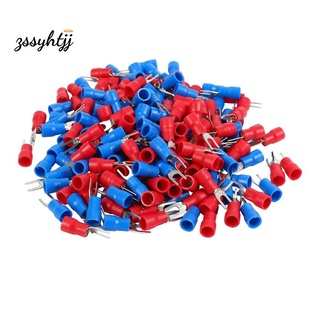 200pcs 16-14 AWG Red Blue Wire Connector Insulated Fork Terminal #4
