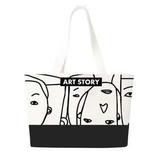 Artstory Canvas Two-Tone Artstory กระเป๋าผ้าสีขาว-ดำ