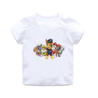 เสื้อยืดแขนสั้น พิมพ์ลายการ์ตูน Paw Patrol สีขาว สําหรับเด็กผู้ชาย และเด็กผู้หญิง