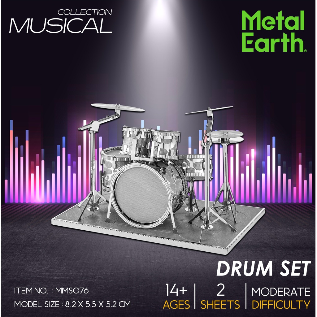 กลองชุด Drum set  โมเดลโลหะ 3 มิติ MMS076 ของแท้ 100% สินค้าพร้อมส่ง